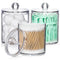 4 Pack Clear Acrylic Qtip Holder Dispenser – Cotton Swab, Ball, Pad & Floss Pick Storage Containers for Bathroom & Vanity Organizer