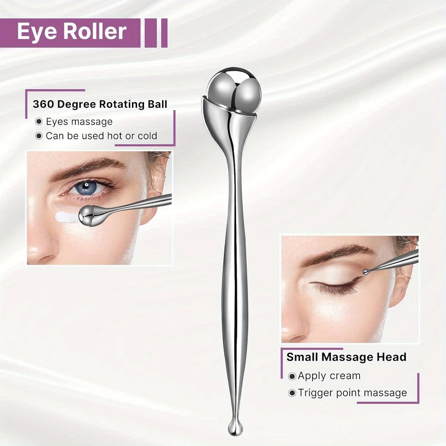 Stainless Steel Face Roller Eye Massager Tool Facial Massage Roller Skincare Tool