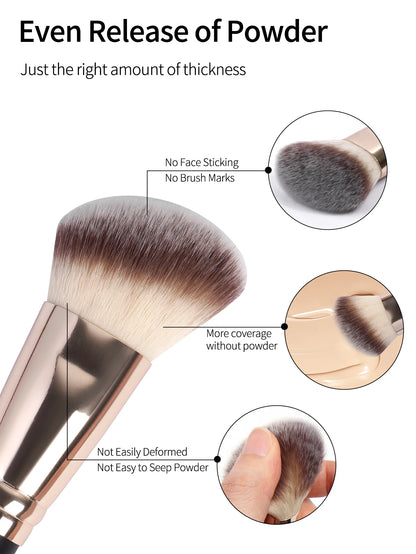 MAANGE 4-Piece Makeup Brush Set with Case – Dual-Ended Foundation, Powder & Eyeshadow Brushes