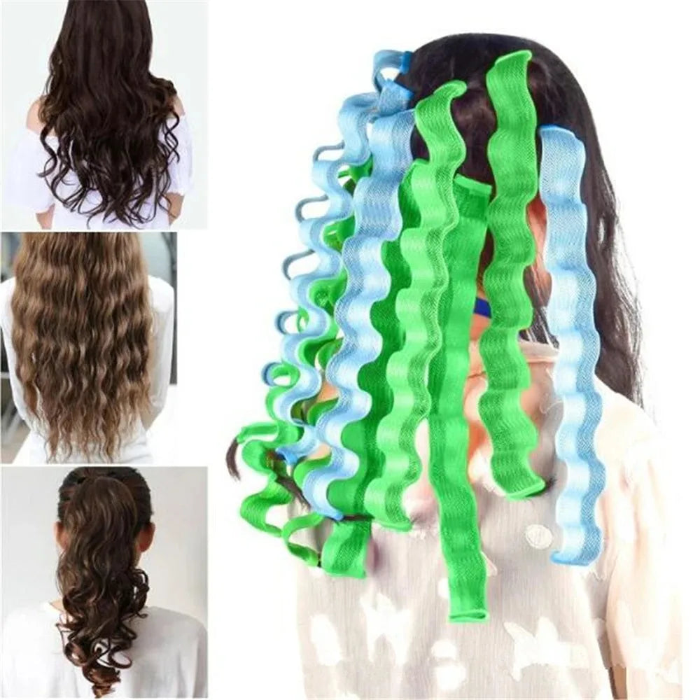 12-Pack Heatless Hair Curlers – Soft Bendy Roller Rods for Waves & Curls, No Heat Styling Tools