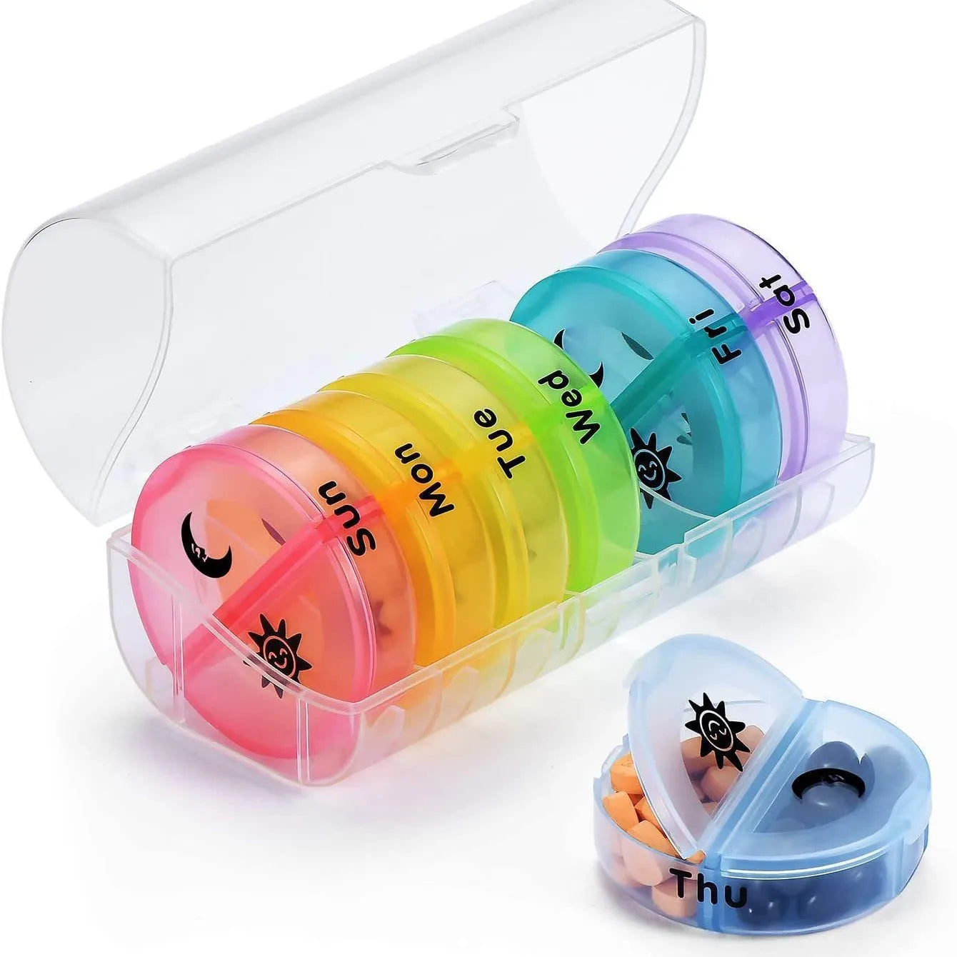 Weekly Pill Organizer 7 Day Pill Box Portable Medicine Tablet Storage Case Travel Container