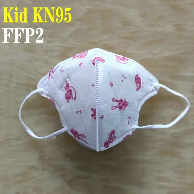 Kids KN95/FFP2 Face Masks – 5-Layer Protective Cartoon Design, Comfortable CE-Certified Disposable Masks for Boys & Girls (Ages 3–15)