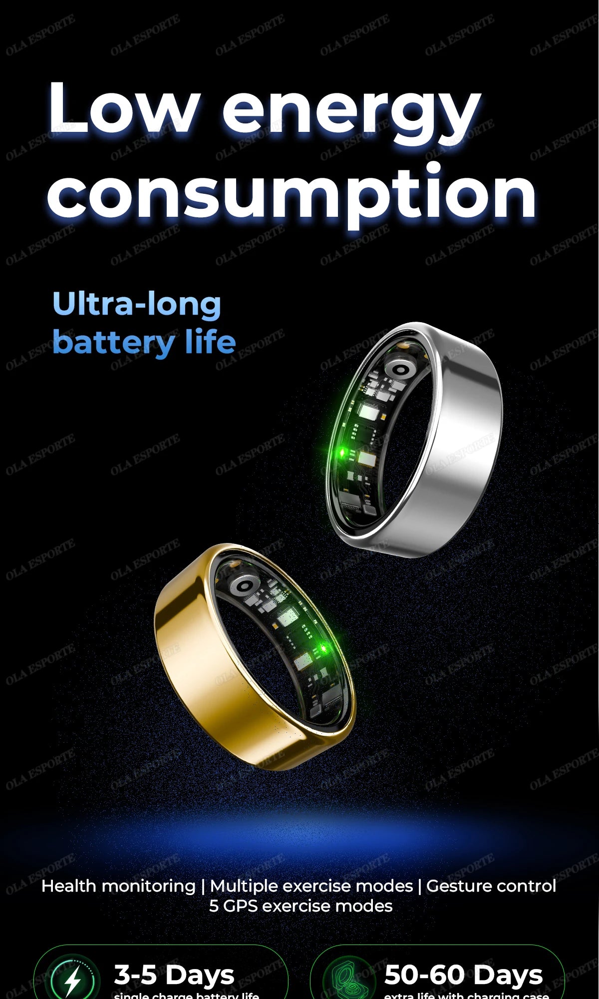 R12 Smart Ring Fitness Tracker Heart Rate Sleep Monitor 5ATM Waterproof
