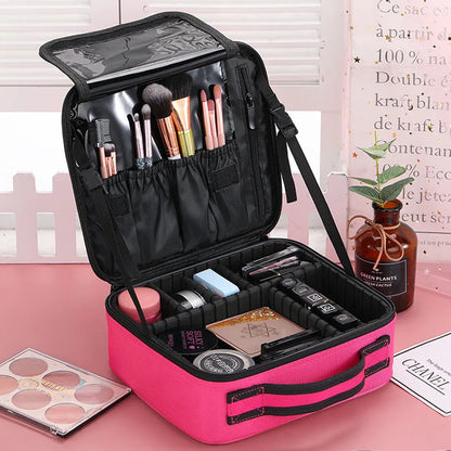 Professional Makeup Case – Women’s Cosmetic Organizer, Brush & Nail Tool Storage Box, Beauty Travel Suitcase