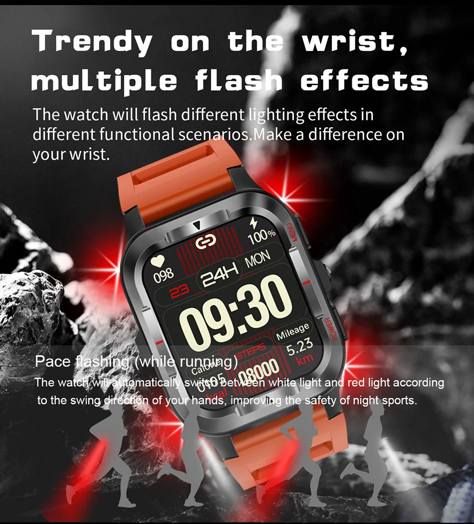Men’s GPS Sports Smart Watch | Bluetooth Call | 480mAh Long Battery | LED Flashlight | 100+ Sport Modes | Life Waterproof