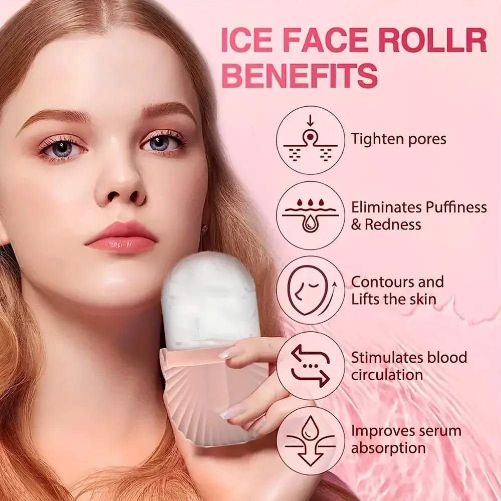 Stainless Steel Ice Face Roller & Gua Sha Set – Facial Massage & Skincare Tool Kit