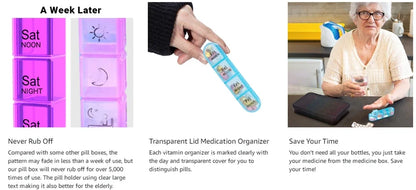Weekly Pill Organizer 7 Day, 3 Times a Day | Large Travel Pill Box with 21 Compartments for Vitamins & Supplements