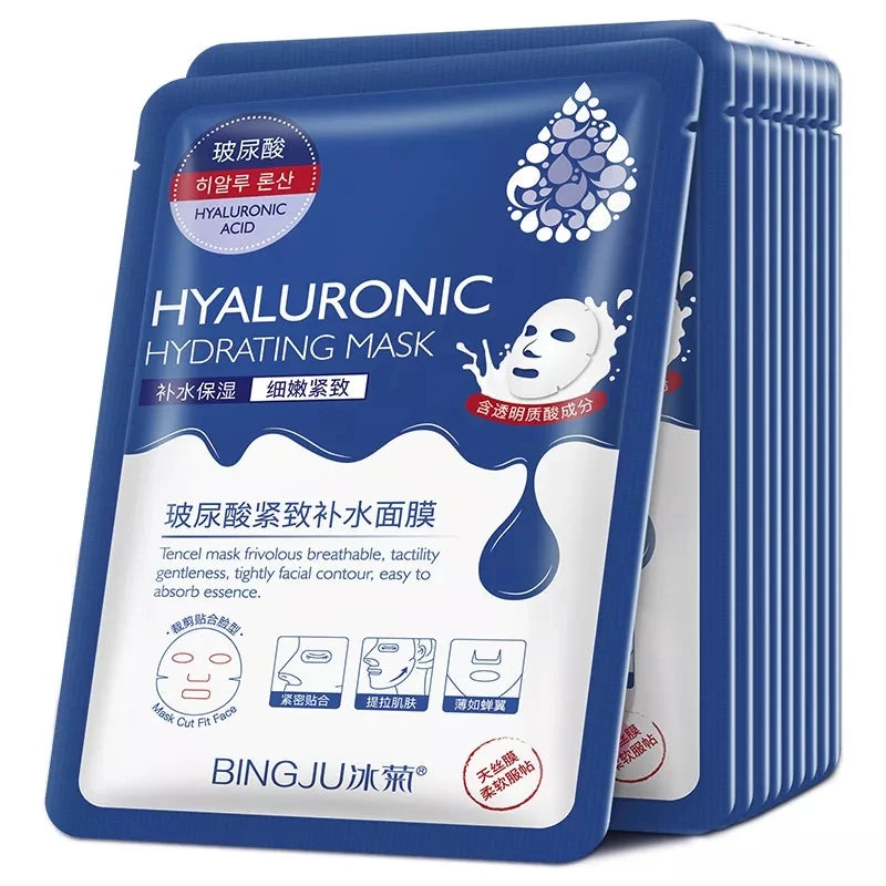 20pcs Hyaluronic Acid & Collagen Face Masks – Moisturizing, Firming, Hydrating Korean Skincare Sheet Masks