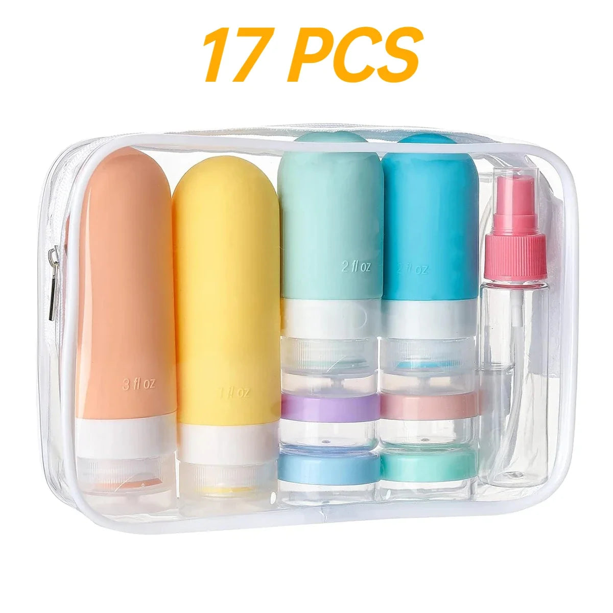 Leak-Proof Travel Bottle Set – 17pcs/4pcs Refillable Toiletry Containers for Shampoo, Lotion, and Conditioner
