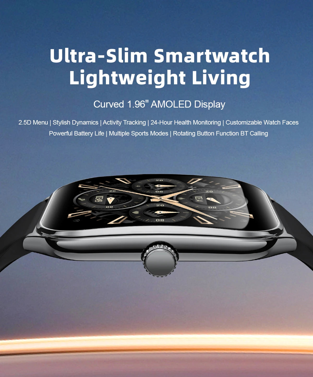 Smart Watch 1.96" AMOLED Bluetooth Call Fitness Tracker IP68 for Android iOS