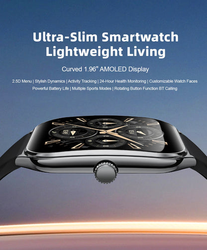 Smart Watch 1.96" AMOLED Bluetooth Call Fitness Tracker IP68 for Android iOS