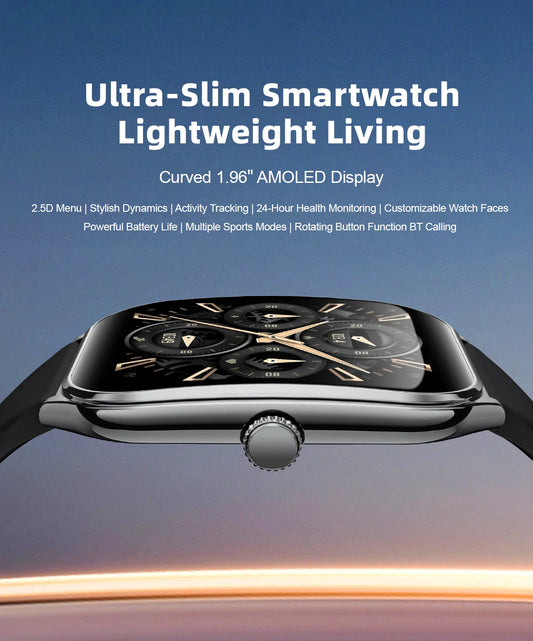 Smart Watch 1.96" AMOLED Bluetooth Call Fitness Tracker IP68 for Android iOS