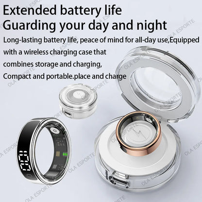 Smart Ring Health Fitness Tracker LED Touch Display Heart Rate Sleep Monitor Waterproof