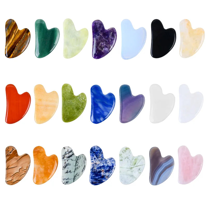 Natural Stone Gua Sha Facial Massage Tool Rose Quartz Amethyst Face Care Scraping Tool