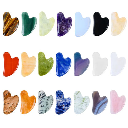 Natural Stone Gua Sha Facial Massage Tool Rose Quartz Amethyst Face Care Scraping Tool
