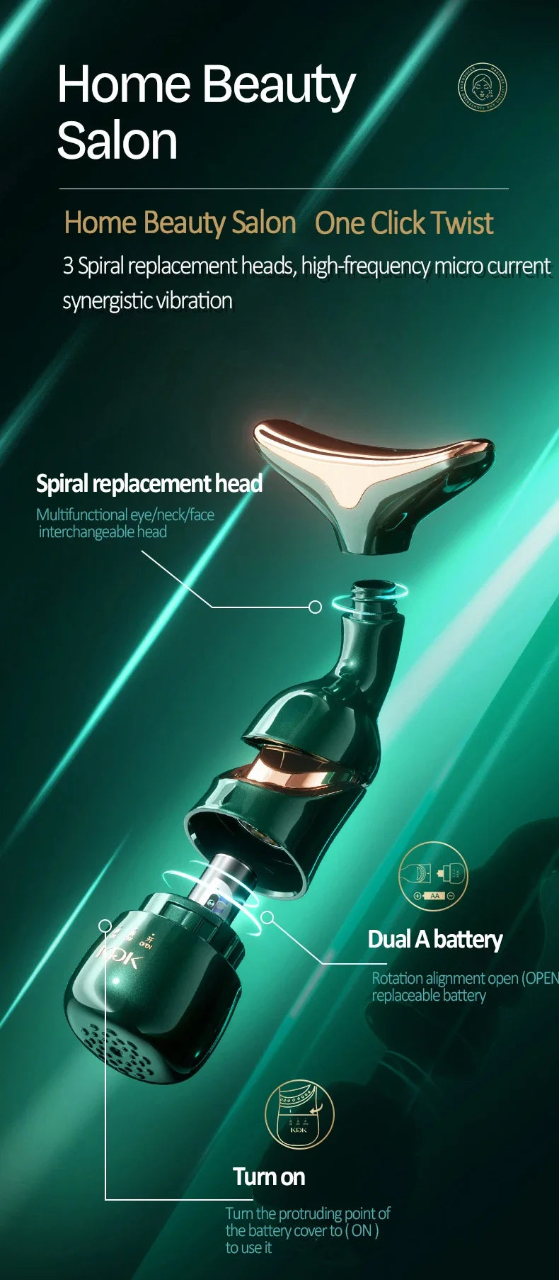 3-in-1 Facial Beauty Massager – Skin Toning Tool for Face, Neck & Eyes