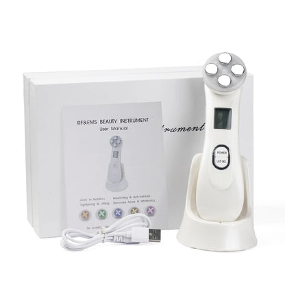 5-in-1 RF EMS LED Photon Beauty Device – Skin Lifting, Anti-Wrinkle & Tightening Facial Massager