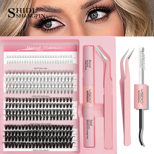 DIY Lash Clusters Extension Kit – Individual Eyelash Set (5–16mm) with Bond, Seal & Applicator Tool