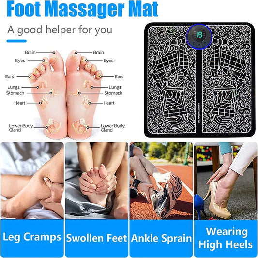 EMS Foot Massager Pad – USB Rechargeable Acupressure & Reflexology Mat for Muscle Stimulation, Pain Relief, and Improved Circulation