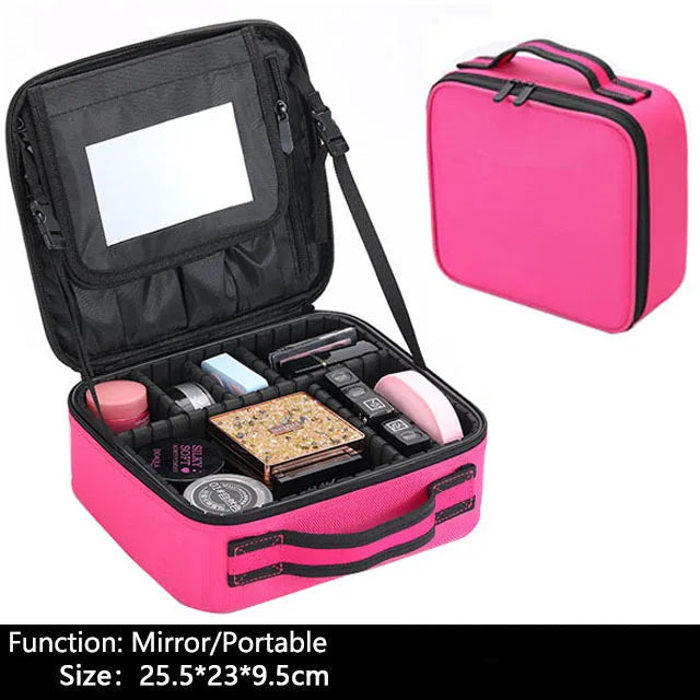 Professional Makeup Case – Women’s Cosmetic Organizer, Brush & Nail Tool Storage Box, Beauty Travel Suitcase