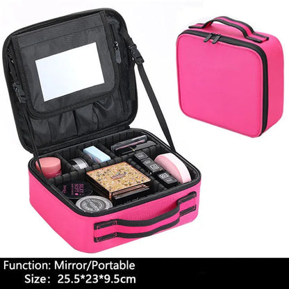 Professional Makeup Case – Women’s Cosmetic Organizer, Brush & Nail Tool Storage Box, Beauty Travel Suitcase