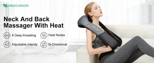 Medcursor Electric Neck and Back Massager – Kneading Massage Pillow with Heat for Neck, Shoulders, and Cervical Pain Relief