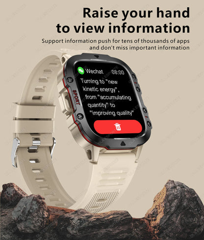 Rugged Military GPS Smart Watch for Men – Bluetooth Call, Heart Rate, Blood Oxygen, AI Voice, Sport & Waterproof