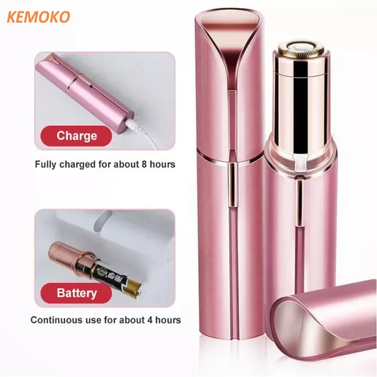 Electric Facial Hair Remover – Lipstick-Style Painless Epilator for Eyebrows, Upper Lip, Bikini & Sensitive Areas