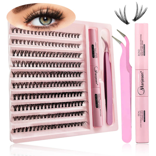 DIY Lash Extension Kit 200PCS Cluster Lashes 8–14mm w/ Bond Seal & Tweezers