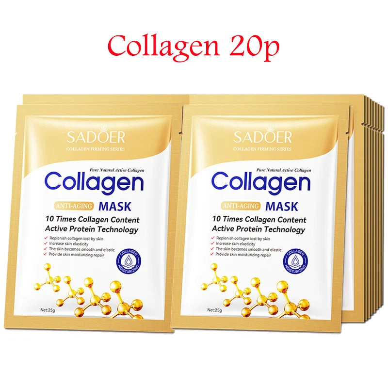20pcs Hyaluronic Acid & Collagen Face Masks – Moisturizing, Firming, Hydrating Korean Skincare Sheet Masks