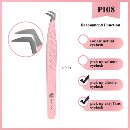 Eyelash Extension Tweezers with Fiber Tips – High-Precision, Anti-Static Lash Tools for Makeup Artists