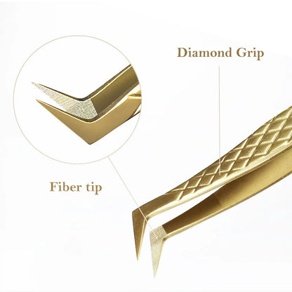 DIYDAY Anti-Slip Eyelash Extension Tweezers – Stainless Steel Fiber Tip Precision Lash Tool