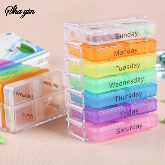 28-Compartment Medicine Box Organizer – Drawer-Style Pill Storage Case, Plastic Home Health Care Organizer