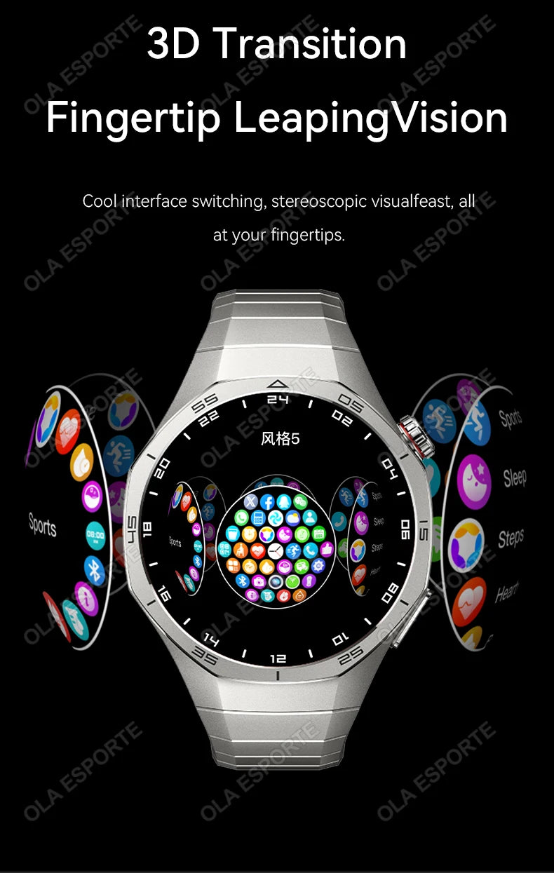 Smart Watch GPS NFC Bluetooth Call 1.52" HD Fitness Tracker Android iPhone