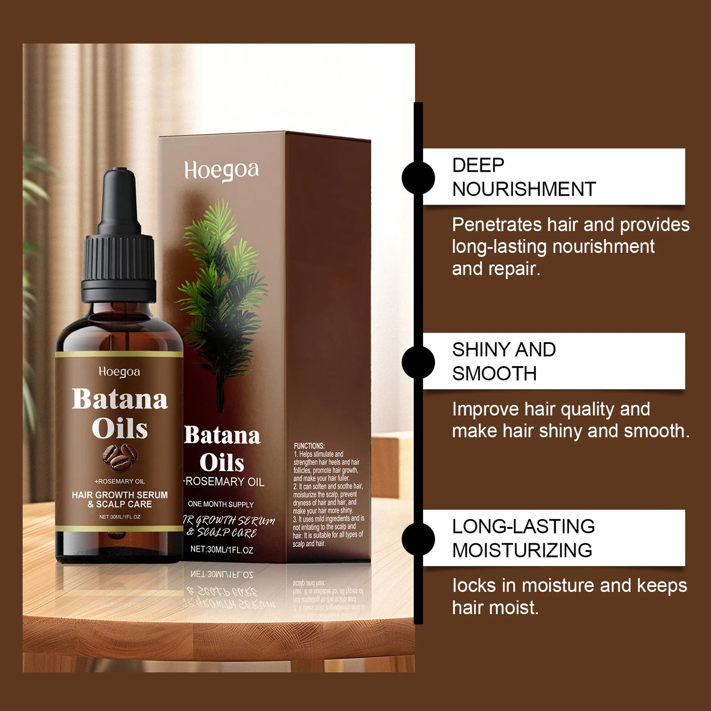 Batana & Rosemary Hair Growth Oil – Nourishing & Moisturizing Treatment to Reduce Hair Loss, Repair Split Ends, and Improve Hair Quality