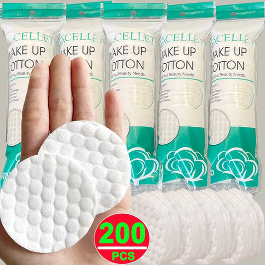 100-200pcs Disposable Cotton Pads – Soft Round Cleansing Pads for Face, Makeup Removal & Nail Polish Remover