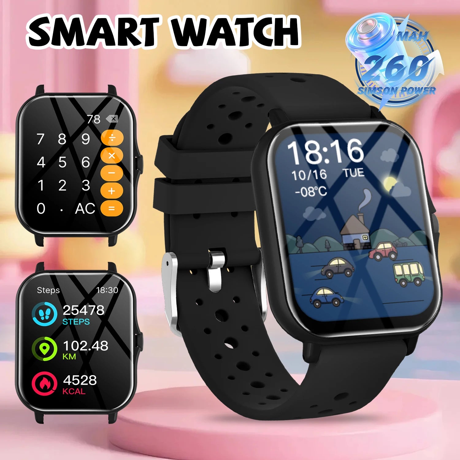 Smart Watch 1.83" HD Bluetooth Call Fitness Tracker for Android iPhone