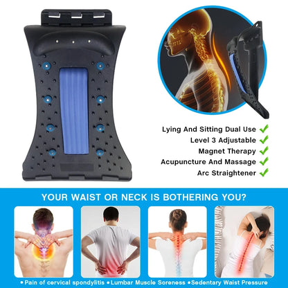 Adjustable Back Stretcher & Lumbar Support Device – Multi-Level Spine Board for Lower & Upper Back Pain Relief, Stretching & Massage