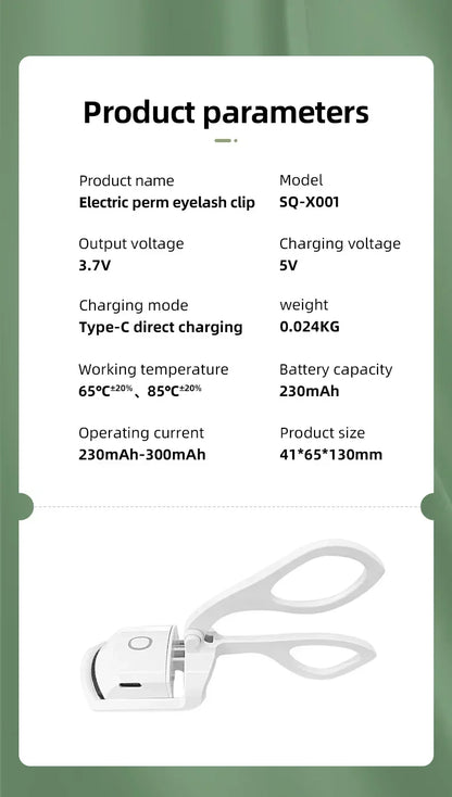 Electric Heated Eyelash Curler – USB Rechargeable, Fast Heating, Portable Lash Lifter for Long-Lasting Curl