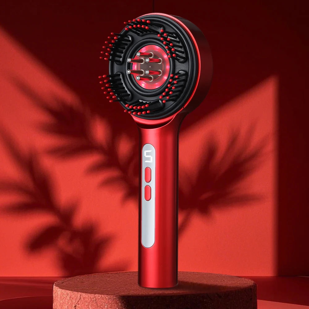 Electric Microcurrent Massage Comb – 660nm Red Light Hair Growth & Scalp Massager for Hair Care, Relaxation & Blood Circulation