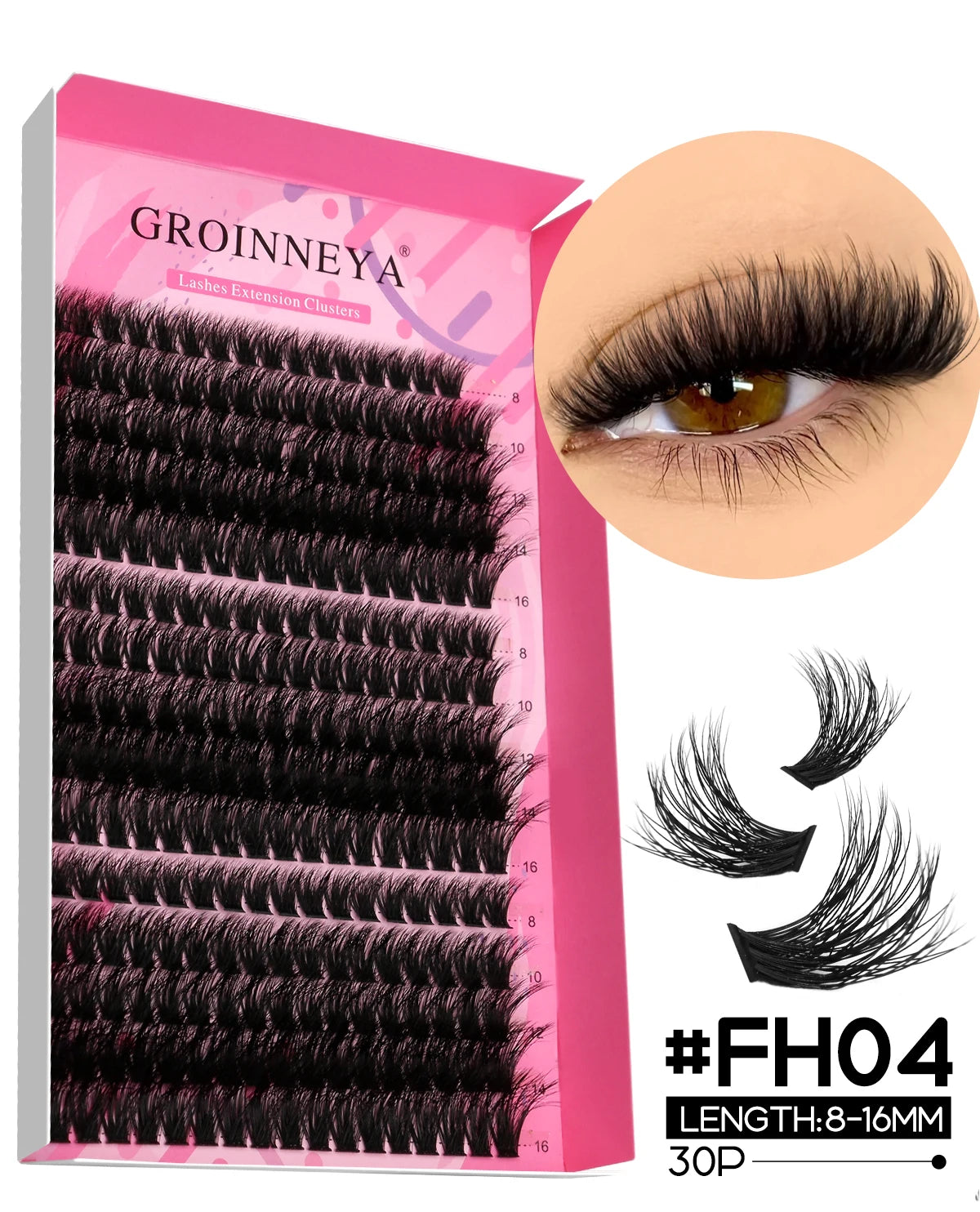 GROINNEYA DIY Lash Extension Kit – Cluster & Individual Lashes with Bond & Seal
