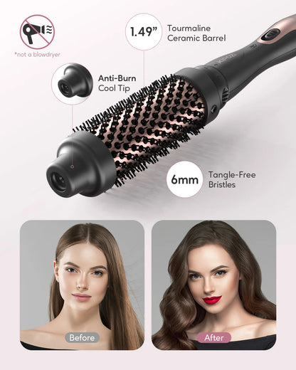 KIPOZI 5-in-1 Curling Iron Set Ceramic Hair Styler Hot Air Brush Dual Voltage