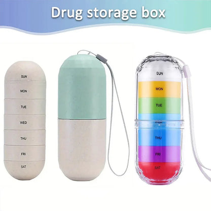 7 Day Weekly Pill Organizer Portable Waterproof Medicine Case Travel Pill Box 7 Compartments