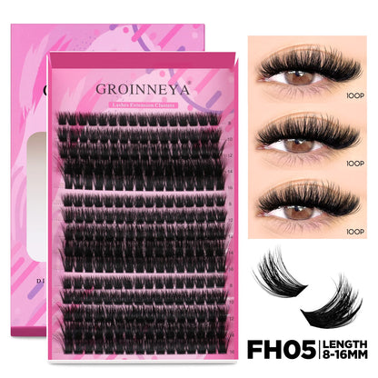 GROINNEYA DIY Lash Extension Kit – Cluster & Individual Lashes with Bond & Seal