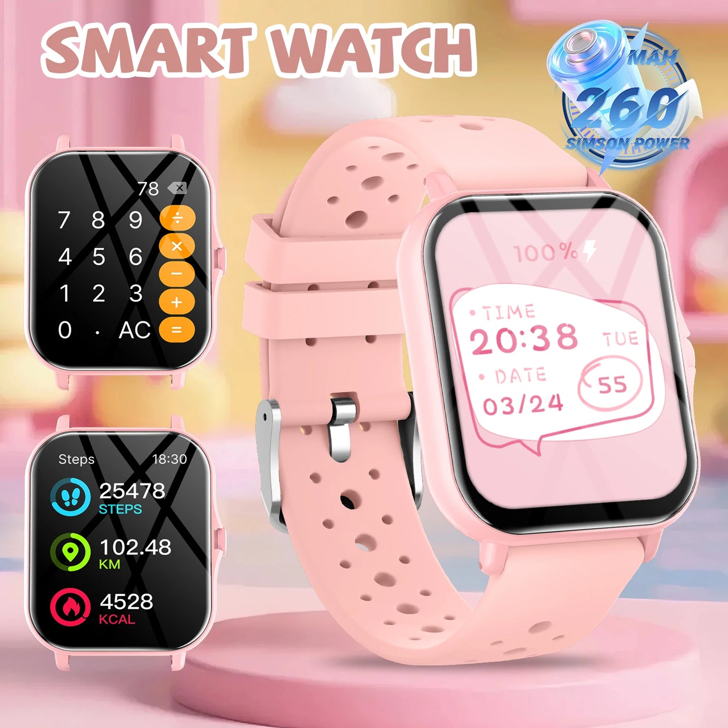 Smart Watch 1.83" HD Bluetooth Call Fitness Tracker for Android iPhone