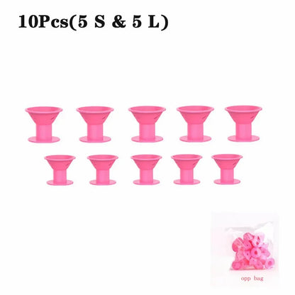 10PCS / 20PCS Silicone Heatless Hair Curlers – Soft Rubber No-Clip Hair Rollers for DIY Waves & Curls