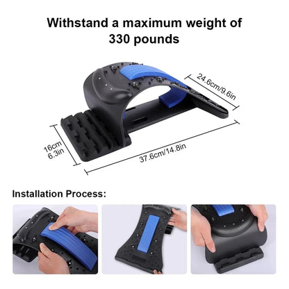 Adjustable Back Stretcher & Lumbar Support Device – Multi-Level Spine Board for Lower & Upper Back Pain Relief, Stretching & Massage