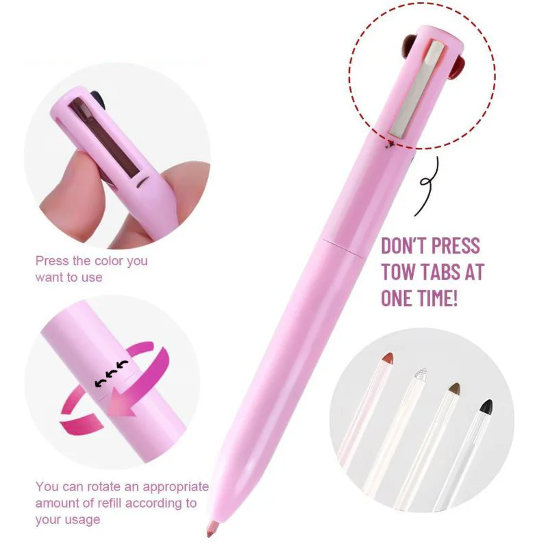 4-in-1 Multi-Functional Makeup Pencil Set – Lip Liner, Eyeliner & Eyebrow Pencil (4 Colors)
