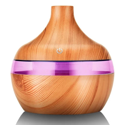 300ml Ultrasonic Aroma Diffuser & Cool Mist Humidifier – Essential Oil Aromatherapy Air Purifier for Home & Office (Wood Design)