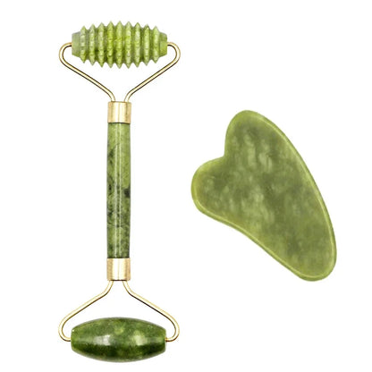 Natural Jade Roller & Gua Sha Set – Facial Massager for Anti-Aging, Puffiness & Skin Care – Spa Beauty Tool for Face & Neck